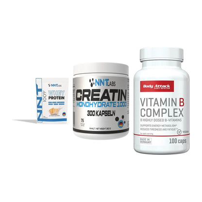 Einsteiger-Set: NNT Whey + NNT Creatin 1000 + Body Attack – alle enthaltenen Artikel