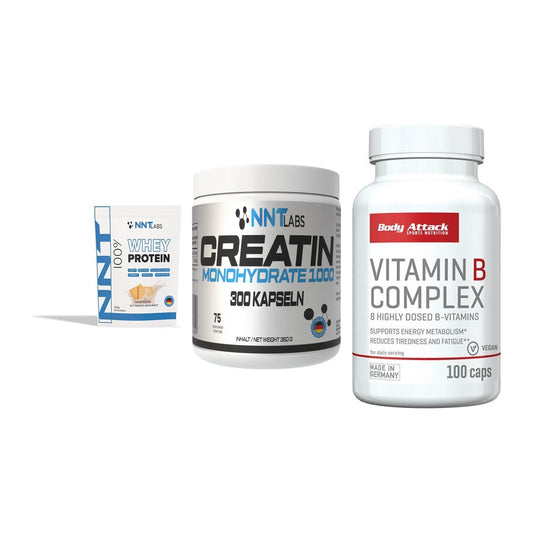 Einsteiger-Set: NNT Whey + NNT Creatin 1000 + Body Attack – alle enthaltenen Artikel