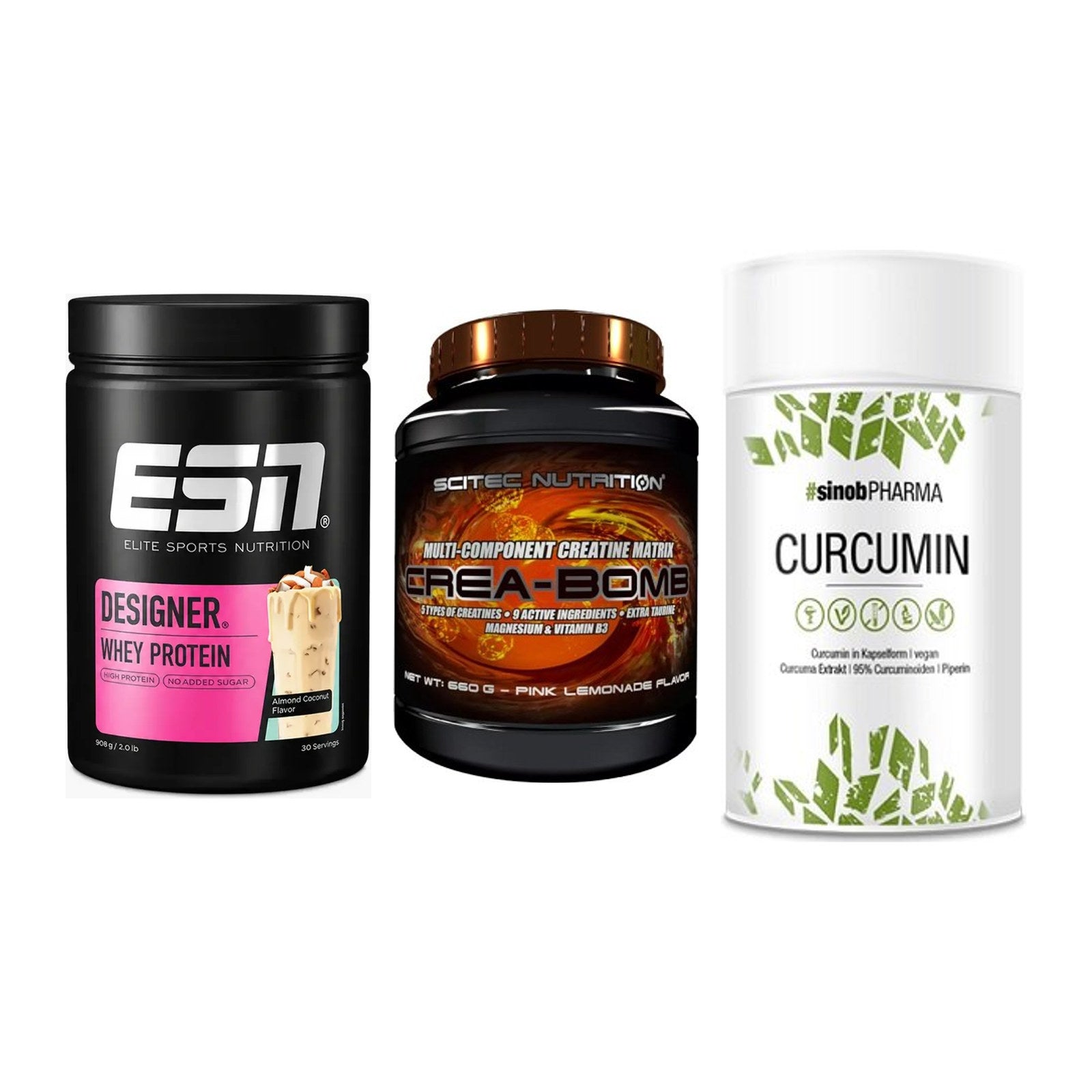 Einsteiger-Set: ESN Designer + Scitec Crea-Bomb + Sinob Curcumin – alle enthaltenen Artikel