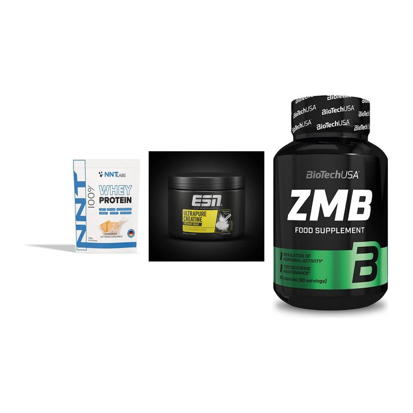 Einsteiger-Set: NNT Whey + ESN Ultrapure + BioTech ZMB – alle enthaltenen Artikel