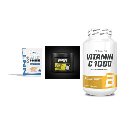 Einsteiger-Set: NNT Whey + ESN Ultrapure + BioTech Vitamin – alle enthaltenen Artikel