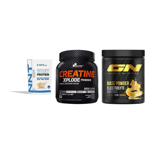 Einsteiger-Set: NNT Whey + Olimp Creatine + GN Base Powder – alle enthaltenen Artikel