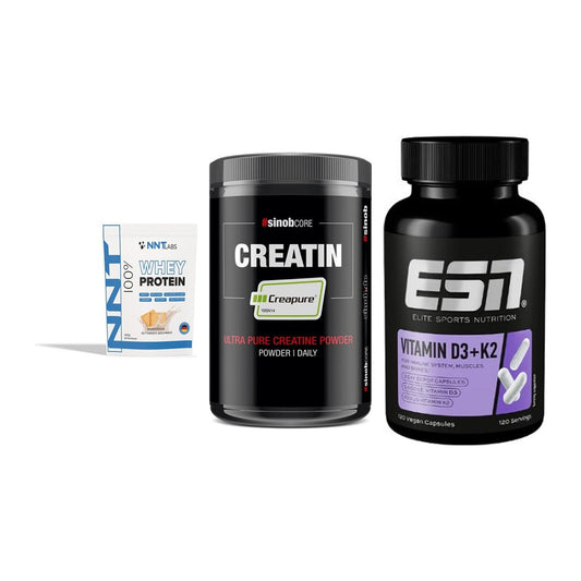 Einsteiger-Set: NNT Whey + Sinob Creatin + ESN Vitamin D3 – alle enthaltenen Artikel