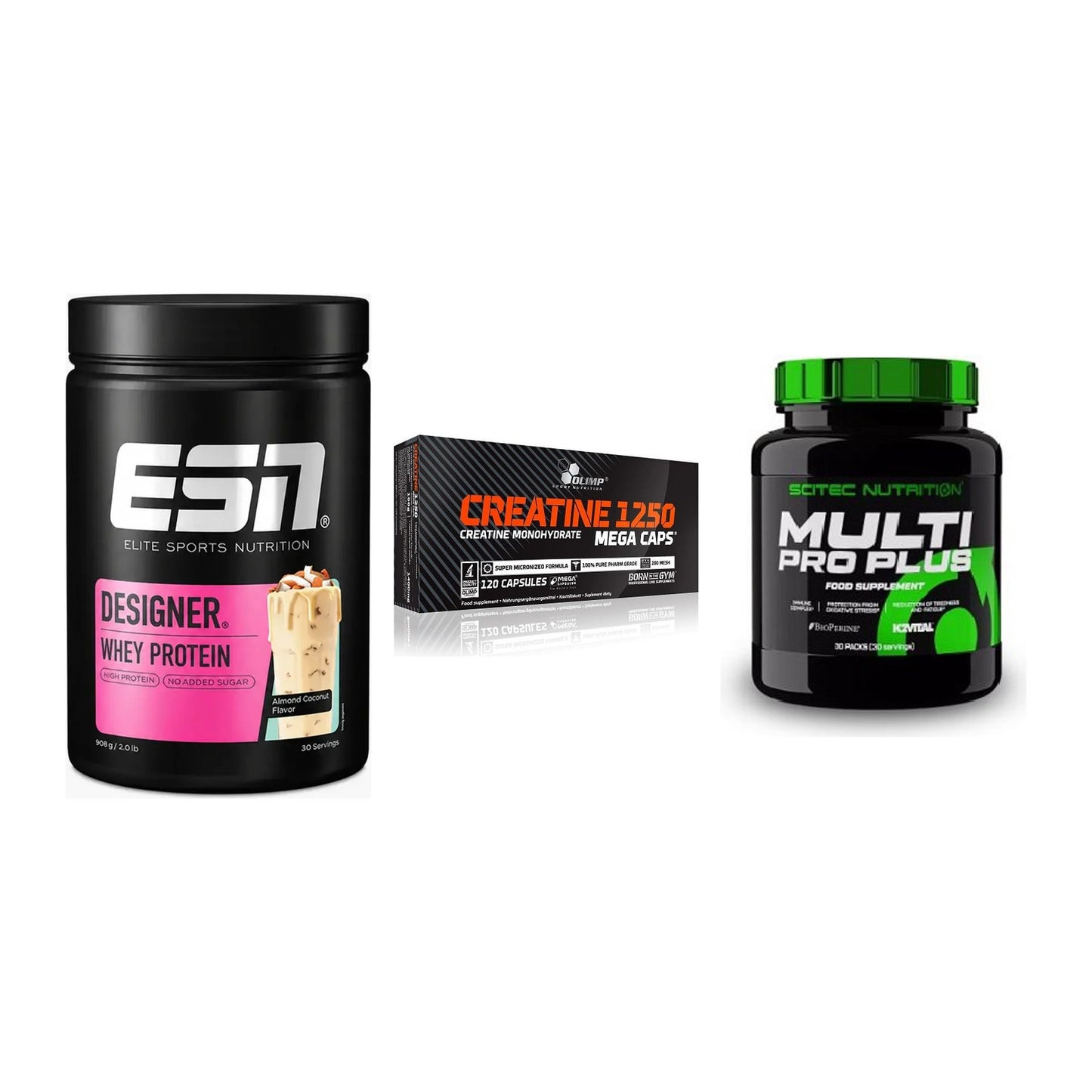 Einsteiger-Set: ESN Designer + Olimp Creatine + Scitec Multi Pro – alle enthaltenen Artikel