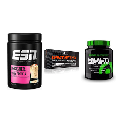 Einsteiger-Set: ESN Designer + Olimp Creatine + Scitec Multi Pro – alle enthaltenen Artikel