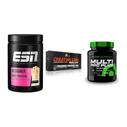 Einsteiger-Set: ESN Designer + Olimp Creatine + Scitec Multi Pro – alle enthaltenen Artikel