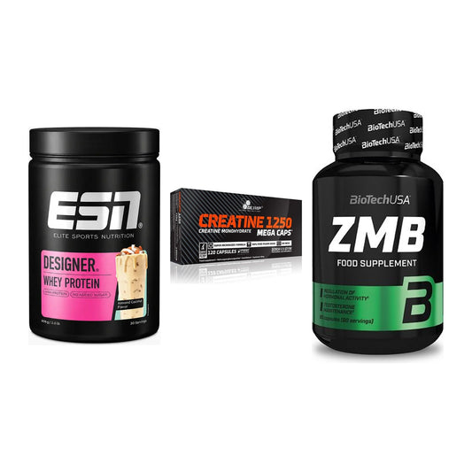 Einsteiger-Set: ESN Designer + Olimp Creatine + BioTech ZMB – alle enthaltenen Artikel