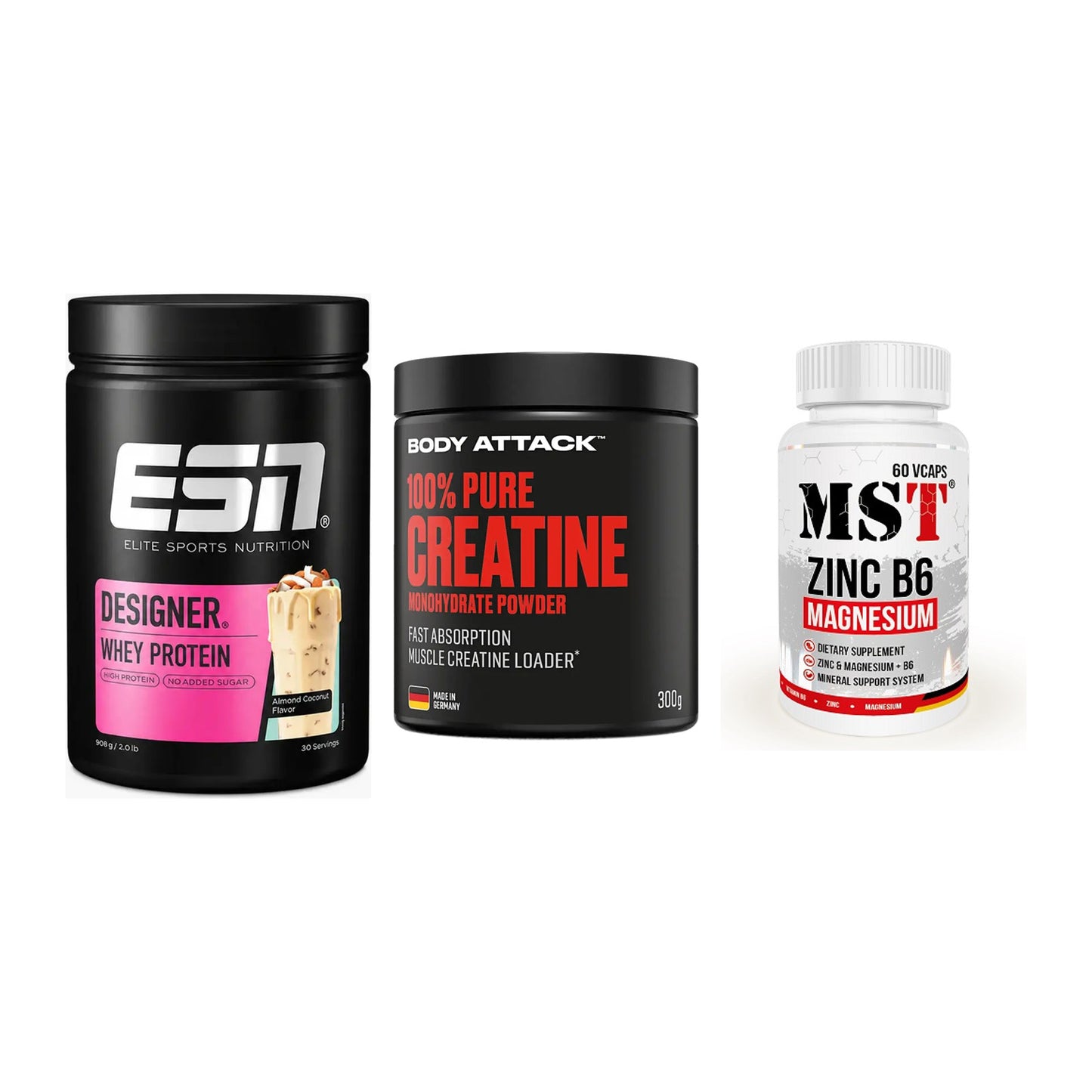 Einsteiger-Set: ESN Designer + Body Attack 100% + MST Zinc – alle enthaltenen Artikel