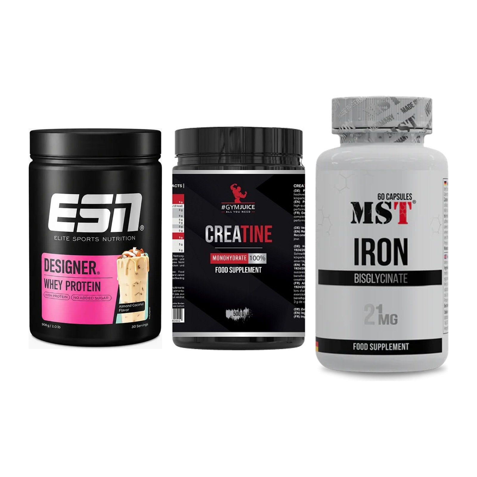Einsteiger-Set: ESN Designer + #GYMJUICE + MST Iron Bisglyc – alle enthaltenen Artikel