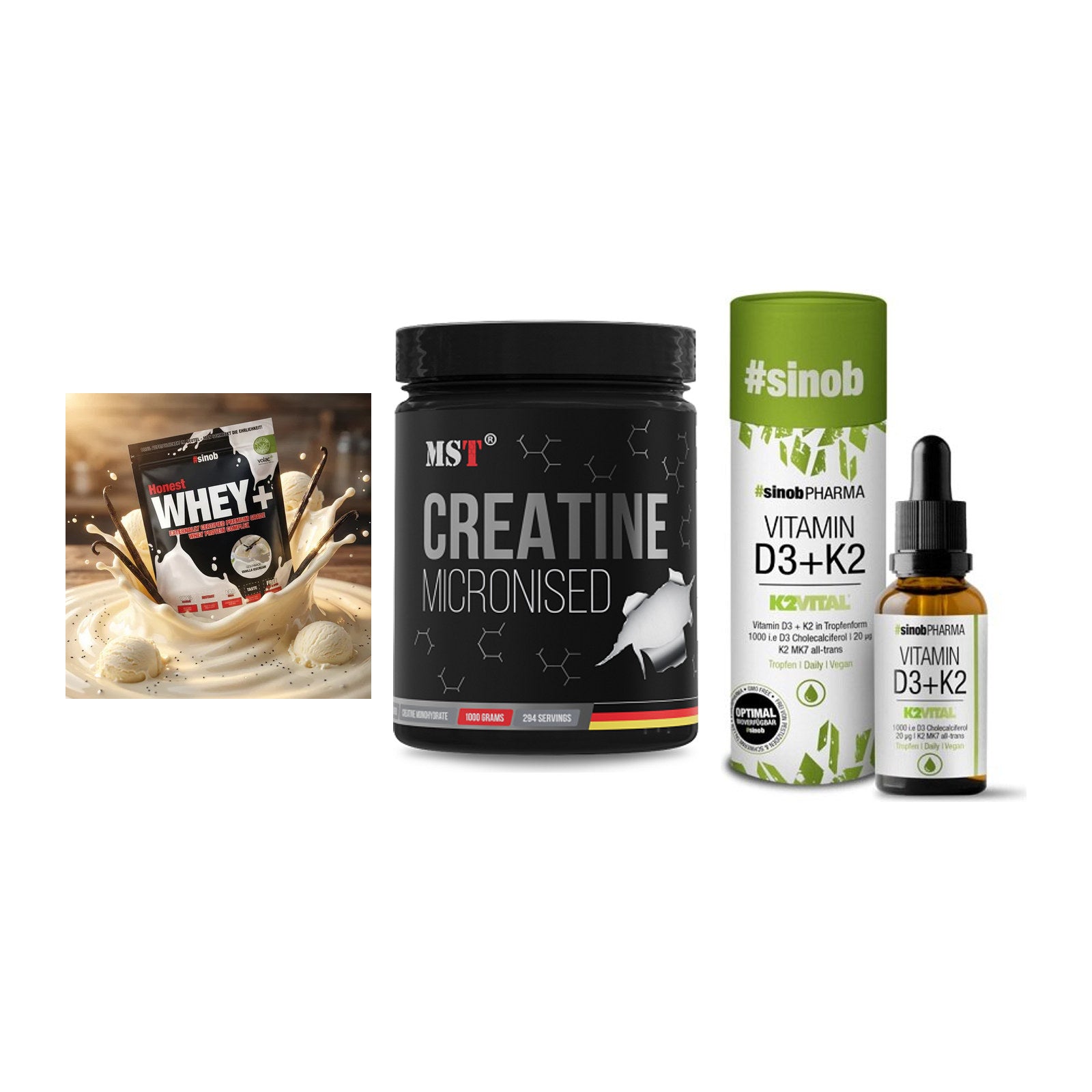 Einsteiger-Set: Sinob Honest + MST Creatin + Sinob Vitamin D3 – alle enthaltenen Artikel