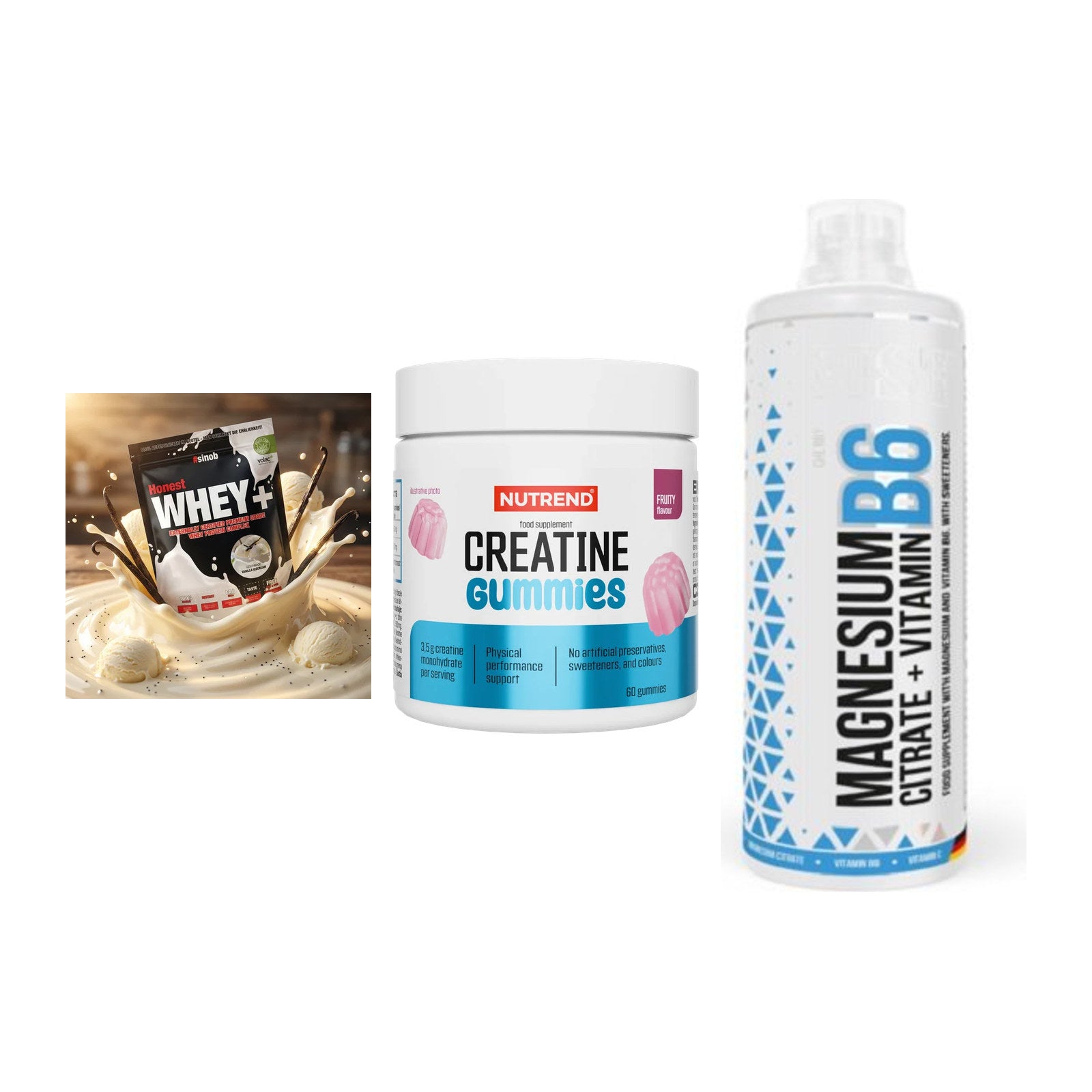 Einsteiger-Set: Sinob Honest + Nutrend Creatine + MST Magnesium B6 – alle enthaltenen Artikel