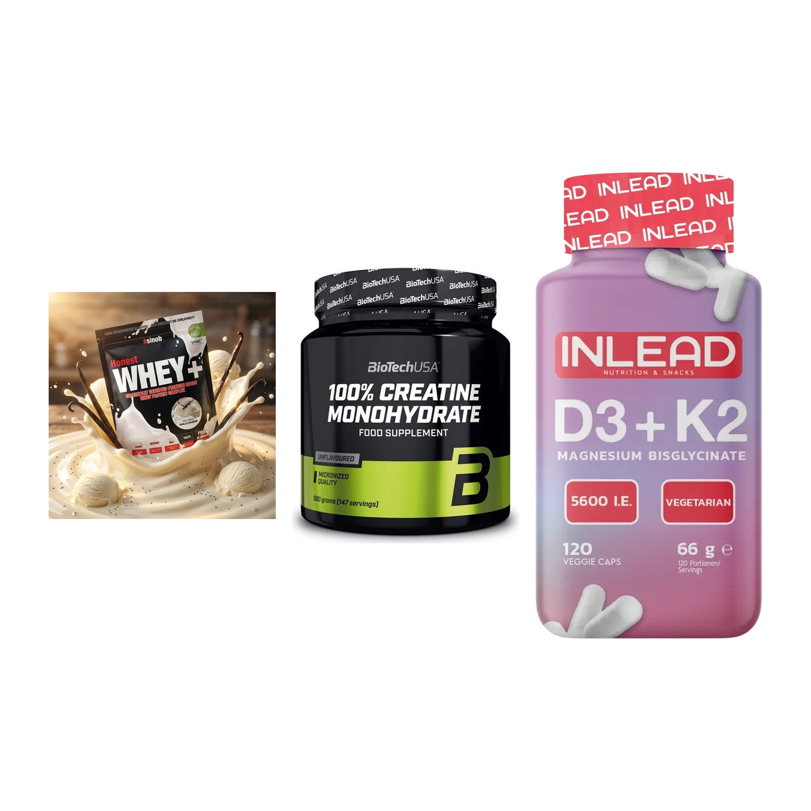 Einsteiger-Set: Sinob Honest + BioTech Creatine + INLEAD Vitamin – alle enthaltenen Artikel