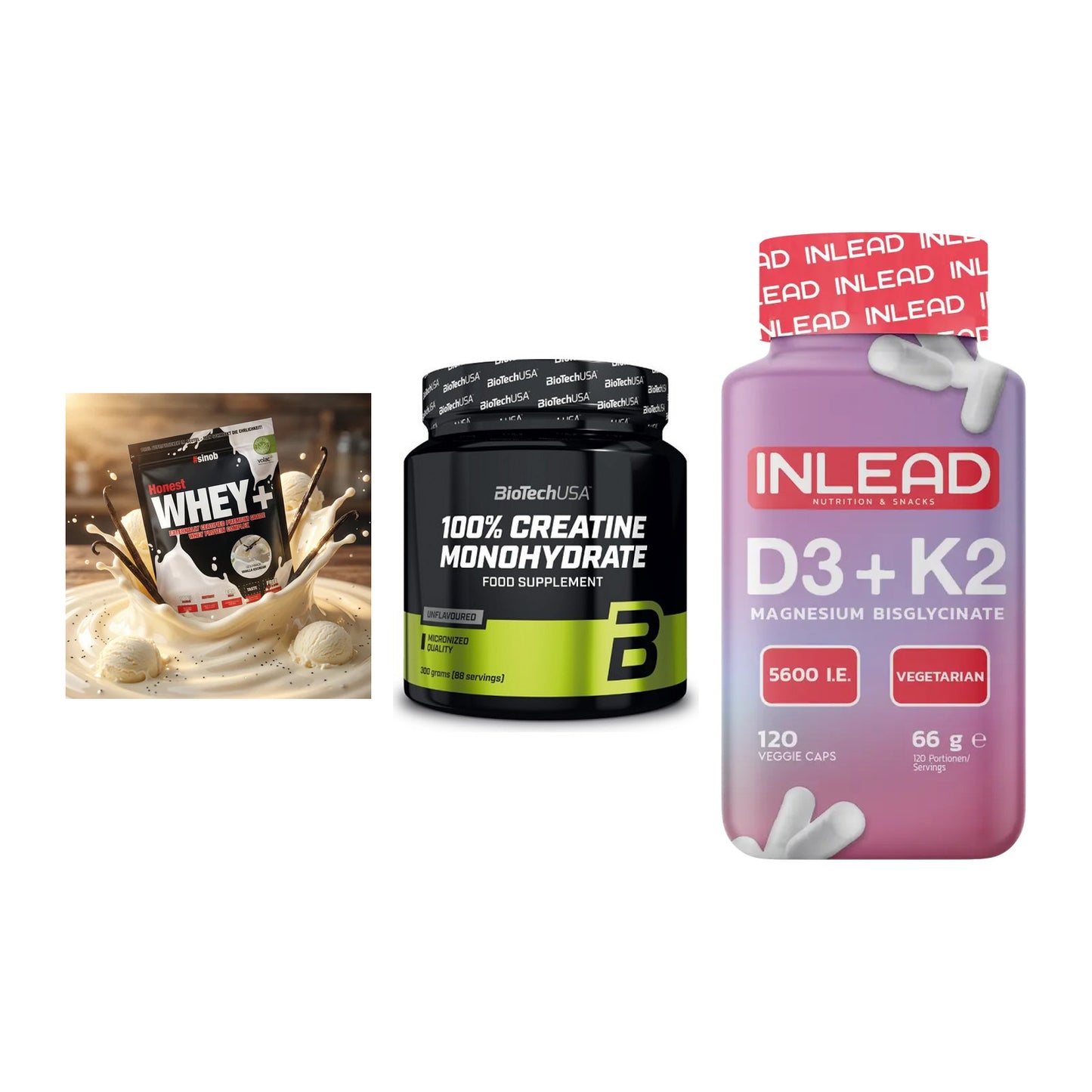 Einsteiger-Set: Sinob Honest + BioTech Creatine + INLEAD Vitamin – alle enthaltenen Artikel