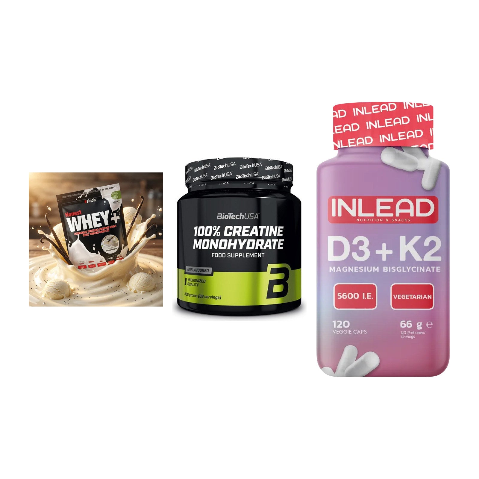 Einsteiger-Set: Sinob Honest + BioTech Creatine + INLEAD Vitamin – alle enthaltenen Artikel