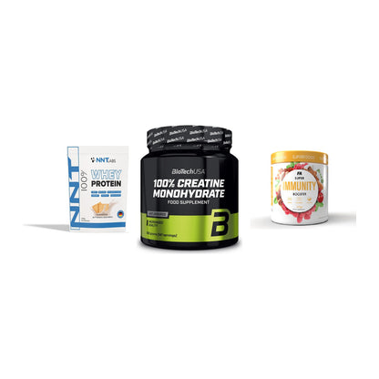 Einsteiger-Set: NNT Whey + BioTech Creatine + FA Nutrition – alle enthaltenen Artikel