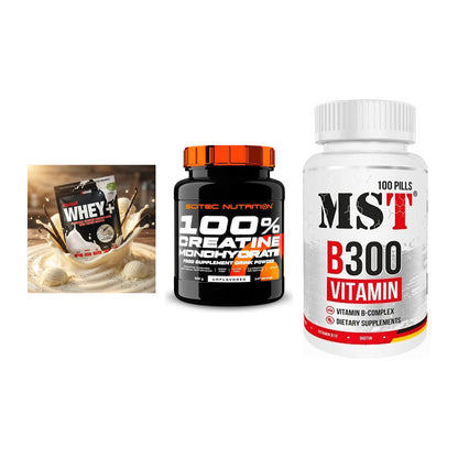 Einsteiger-Set: Sinob Honest + Scitec Creatine + MST B300 B-Compl – alle enthaltenen Artikel