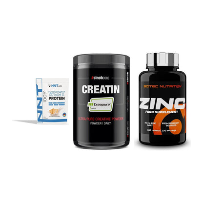 Einsteiger-Set: NNT Whey + Sinob Creatin CREAPURE + Scitec Zinc – alle enthaltenen Artikel
