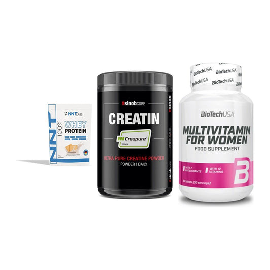 Einsteiger-Set: NNT Whey + Sinob Creatin + BioTech Multivit – alle enthaltenen Artikel