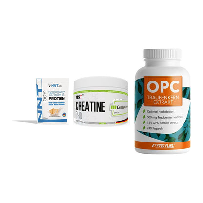 Einsteiger-Set: NNT Whey + MST Creatin Pro + ProFuel OPC – alle enthaltenen Artikel