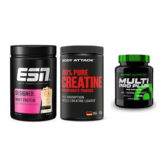 Einsteiger-Set: ESN Designer + Body Attack 100% + Scitec Multi Pro – alle enthaltenen Artikel
