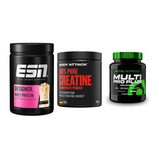 Einsteiger-Set: ESN Designer + Body Attack 100% + Scitec Multi Pro – alle enthaltenen Artikel