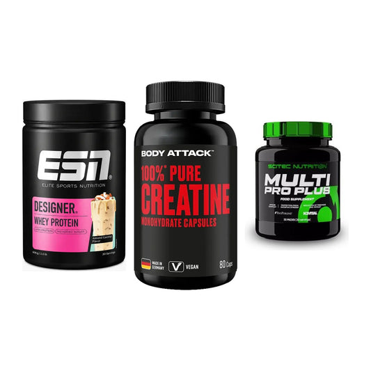 Einsteiger-Set: ESN Designer + Body Attack 100% + Scitec Multi Pro – alle enthaltenen Artikel