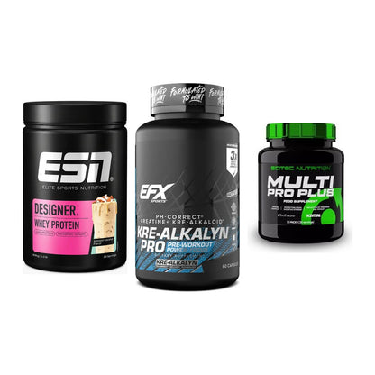 Einsteiger-Set: ESN Designer + EFX Kre-Alkalyn + Scitec Multi Pro – alle enthaltenen Artikel