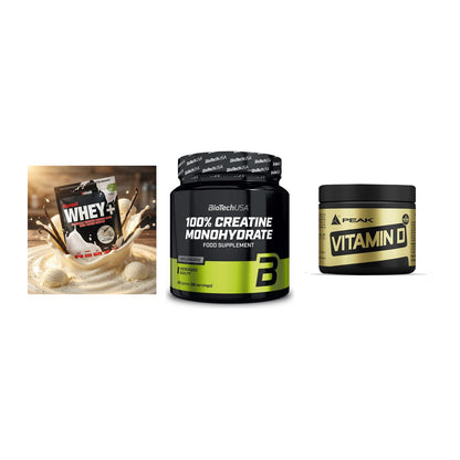 Einsteiger-Set: Sinob Honest + BioTech Creatine + Peak Vitamin D – alle enthaltenen Artikel