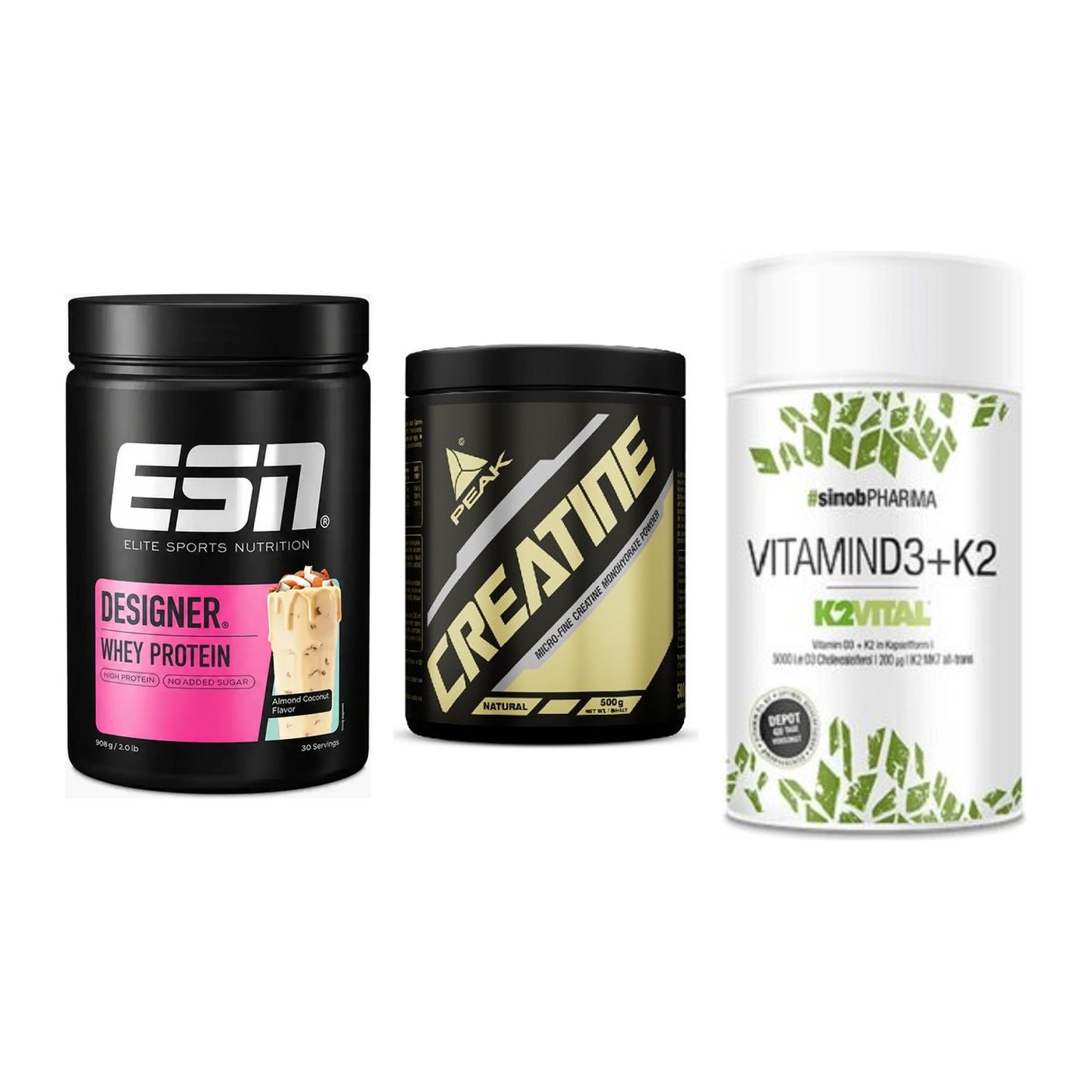 Einsteiger-Set: ESN Designer + Peak Creatin + Sinob Vitamin D3 – alle enthaltenen Artikel