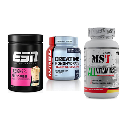 Einsteiger-Set: ESN Designer + Nutrend Creatine + MST All Vitamins – alle enthaltenen Artikel