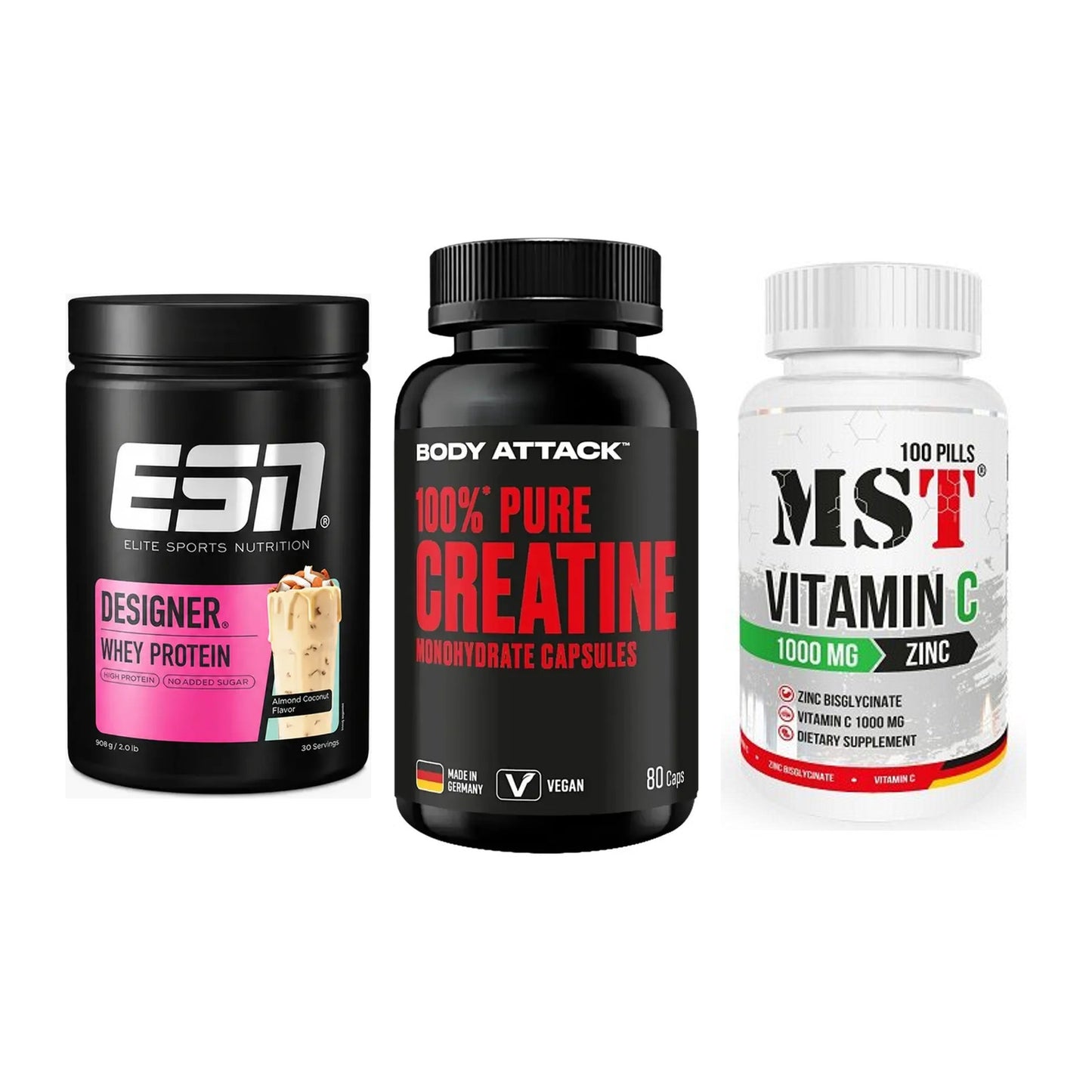Einsteiger-Set: ESN Designer + Body Attack 100% + MST Vitamin C – alle enthaltenen Artikel