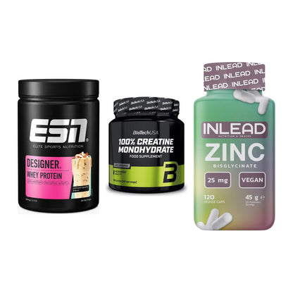 Einsteiger-Set: ESN Designer + BioTech Creatine + INLEAD Zink – alle enthaltenen Artikel