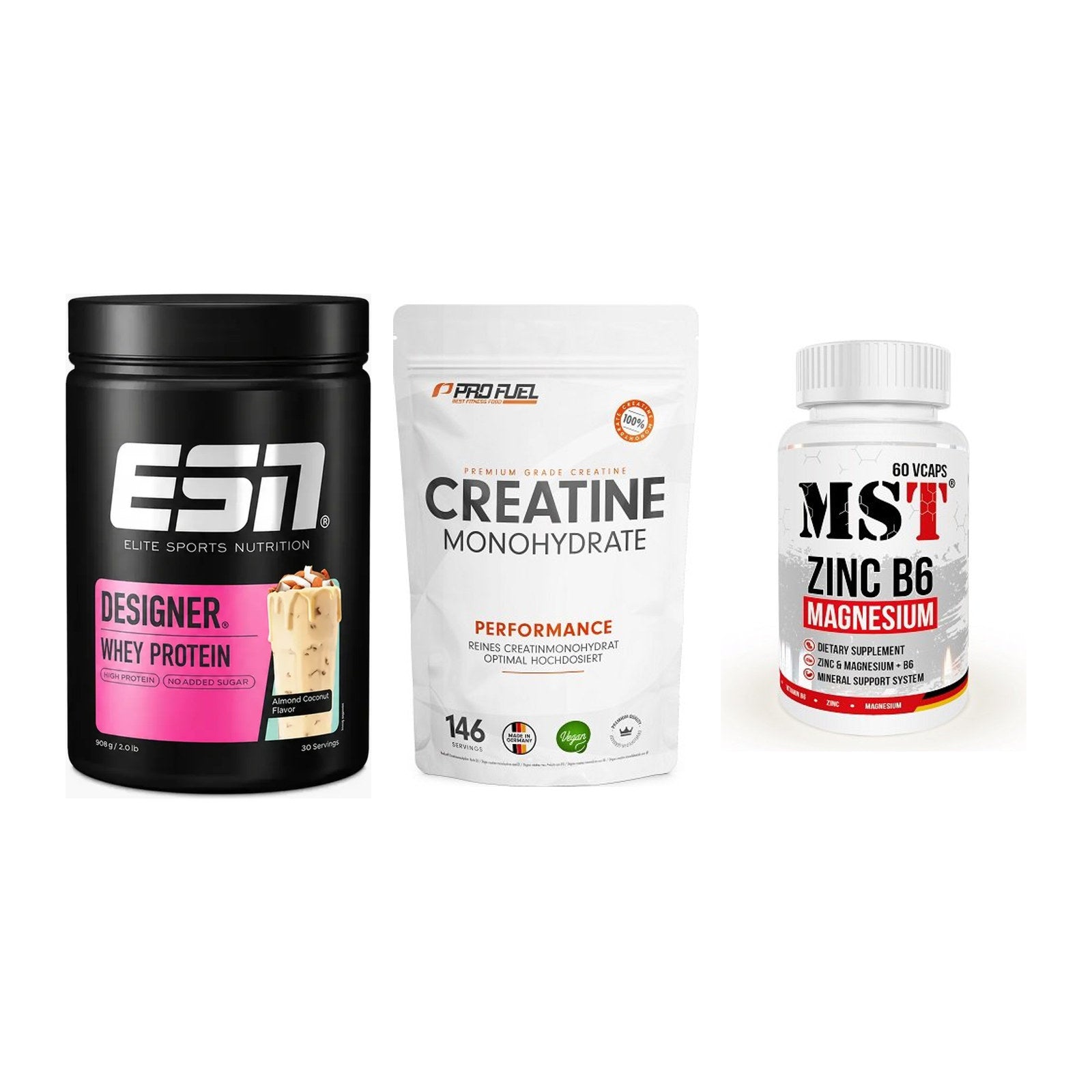 Einsteiger-Set: ESN Designer + ProFuel Creatine + MST Zinc – alle enthaltenen Artikel