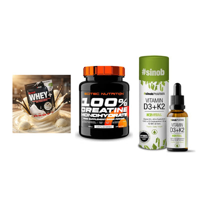 Einsteiger-Set: Sinob Honest + Scitec Creatine + Sinob Vitamin D3 – alle enthaltenen Artikel
