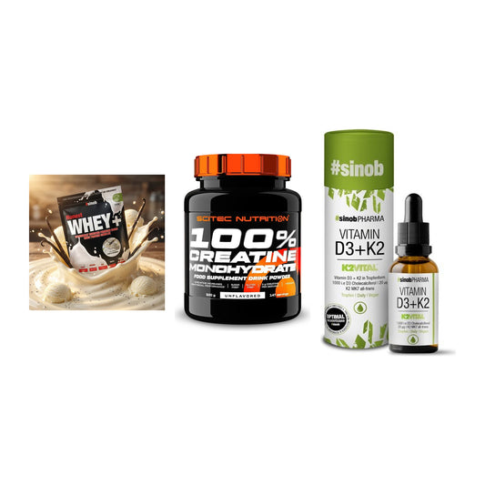 Einsteiger-Set: Sinob Honest + Scitec Creatine + Sinob Vitamin D3 – alle enthaltenen Artikel