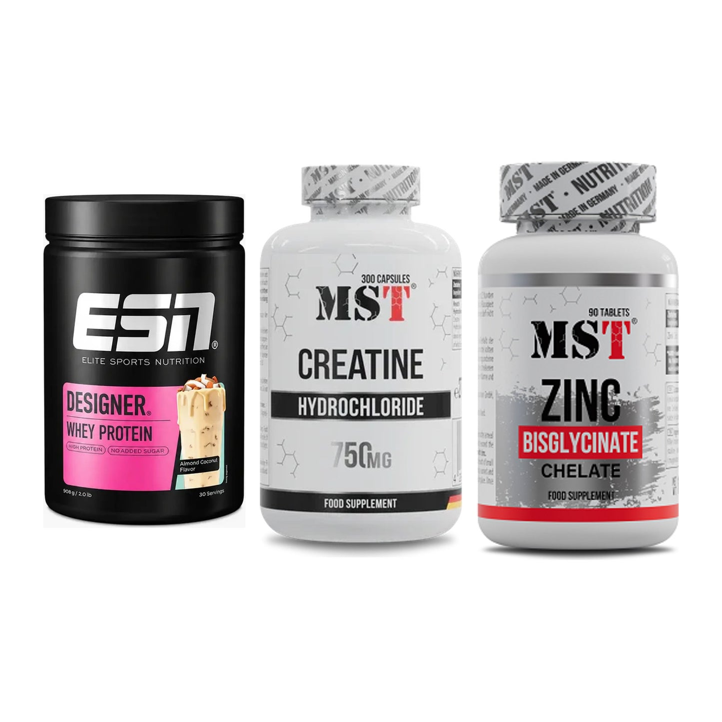 Einsteiger-Set: ESN Designer + MST Creatine HCL + MST Zinc Chelate – alle enthaltenen Artikel