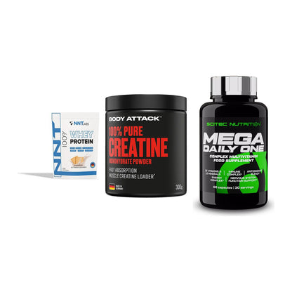Einsteiger-Set: NNT Whey + Body Attack 100% + Scitec Mega – alle enthaltenen Artikel