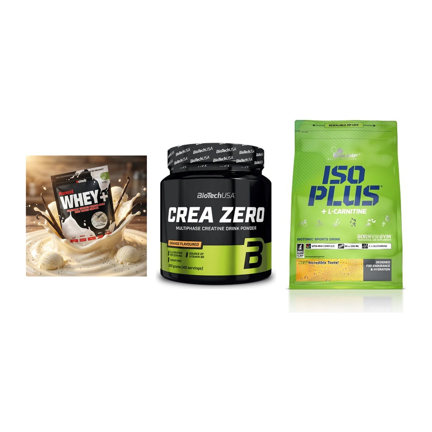 Einsteiger-Set: Sinob Honest + BioTech Crea + Olimp Iso Plus – alle enthaltenen Artikel
