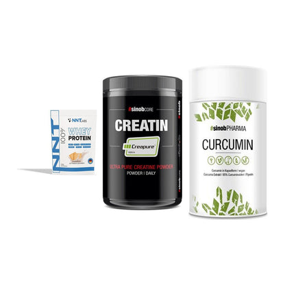 Einsteiger-Set: NNT Whey + Sinob Creatin CREAPURE + Sinob Curcumin 95% – alle enthaltenen Artikel