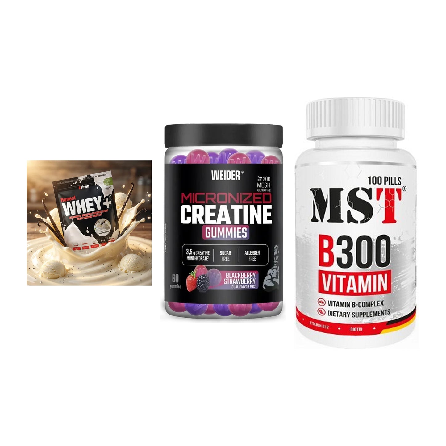 Einsteiger-Set: Sinob Honest + Weider Micronize + MST B300 B-Compl – alle enthaltenen Artikel
