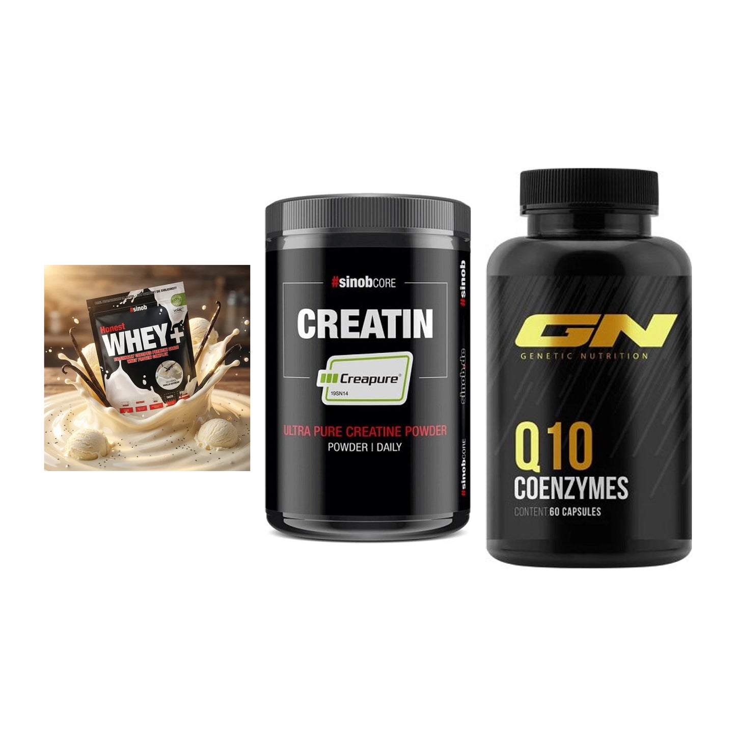 Einsteiger-Set: Sinob Honest + Sinob Creatin + GN Q10 Health – alle enthaltenen Artikel