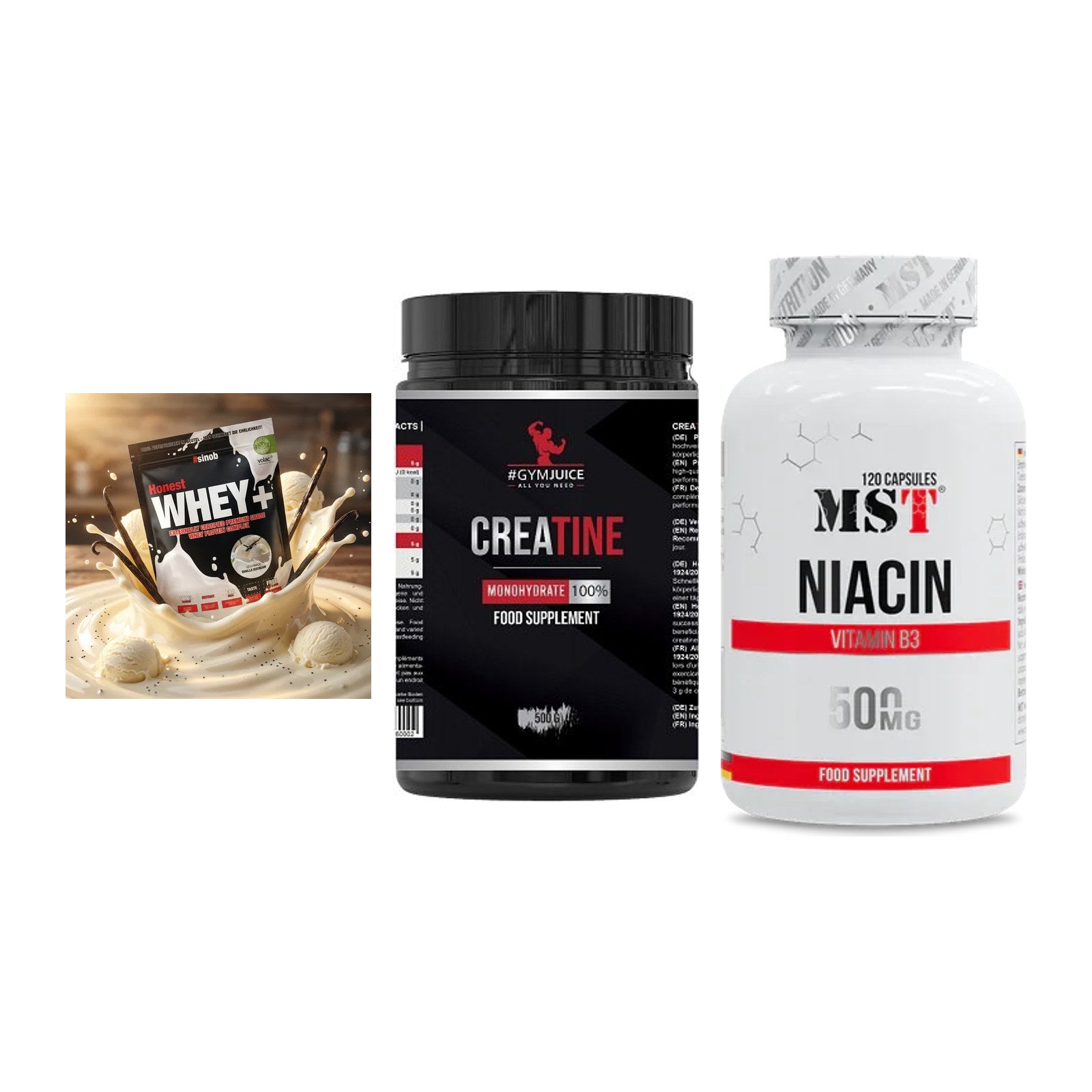 Einsteiger-Set: Sinob Honest + #GYMJUICE + MST Niacin – alle enthaltenen Artikel