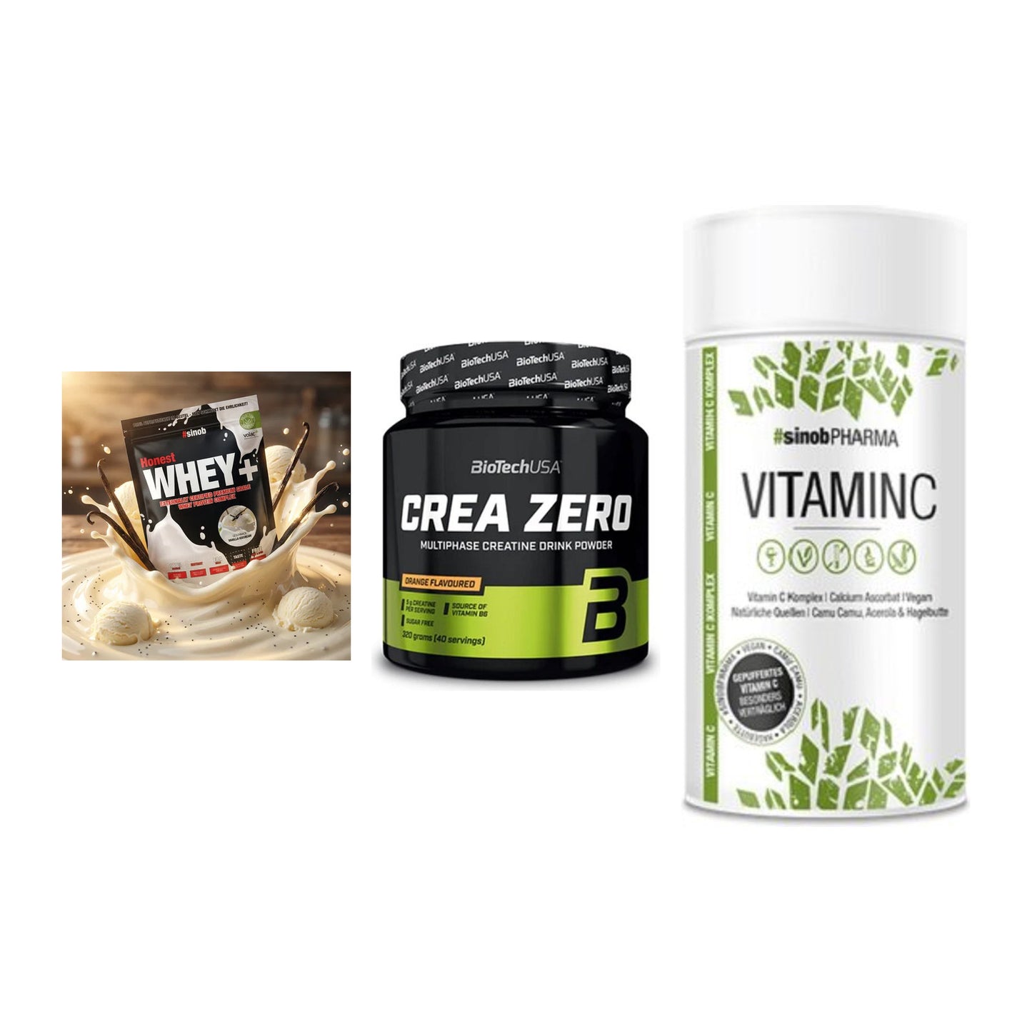 Einsteiger-Set: Sinob Honest + BioTech Crea + Sinob Vitamin C – alle enthaltenen Artikel