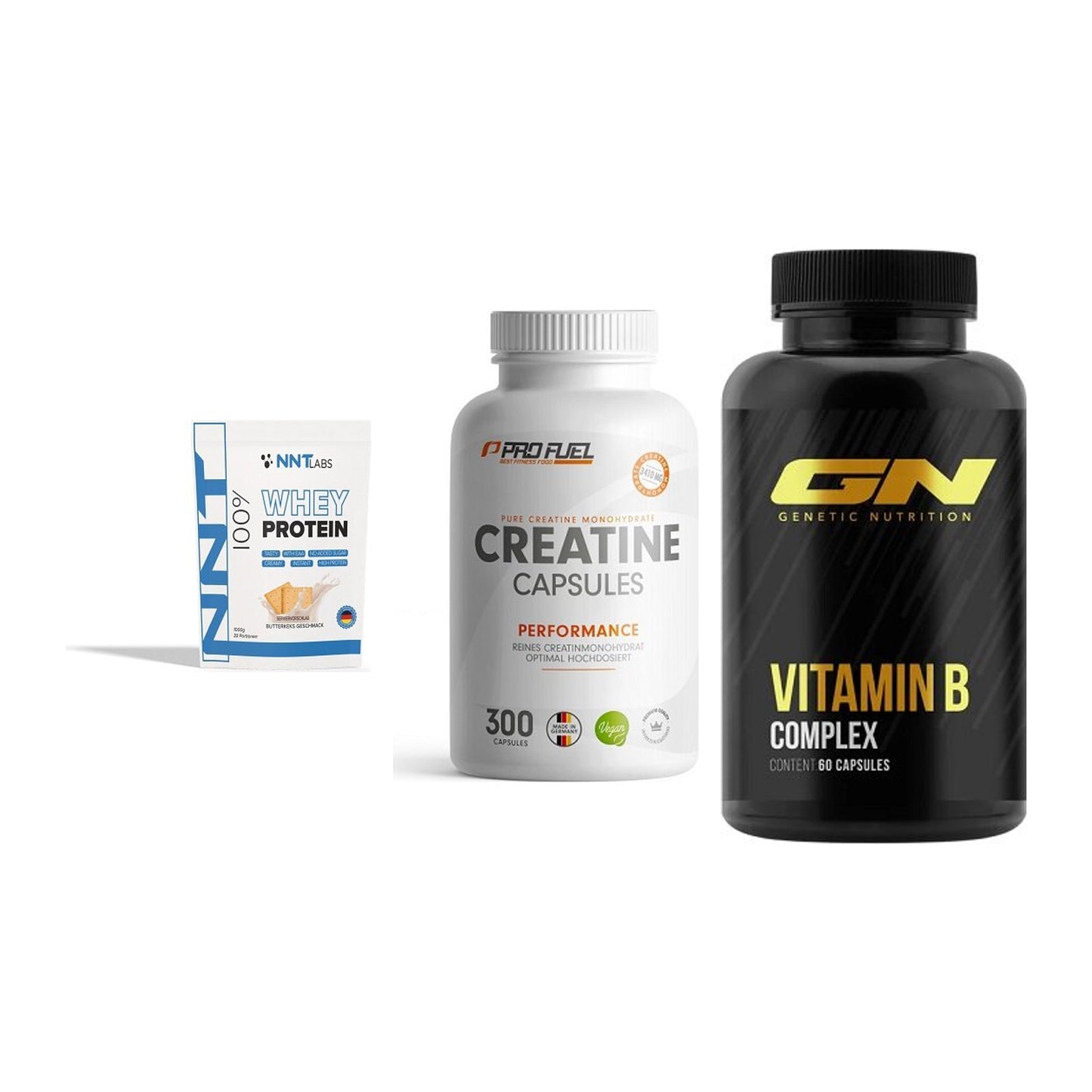 Einsteiger-Set: NNT Whey + ProFuel Creatine + GN Vitamin – alle enthaltenen Artikel