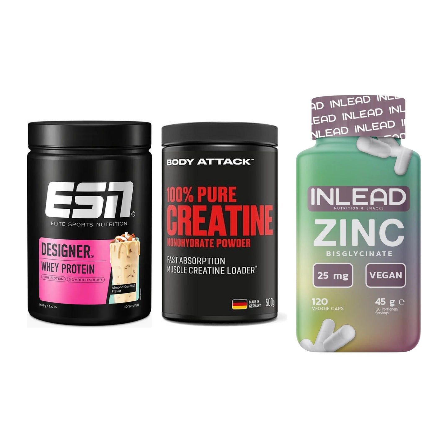 Einsteiger-Set: ESN Designer + Body Attack 100% + INLEAD Zink – alle enthaltenen Artikel