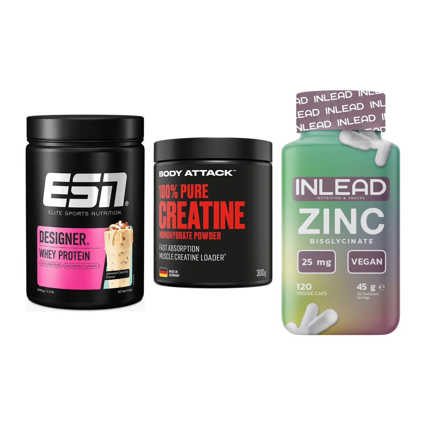 Einsteiger-Set: ESN Designer + Body Attack 100% + INLEAD Zink – alle enthaltenen Artikel