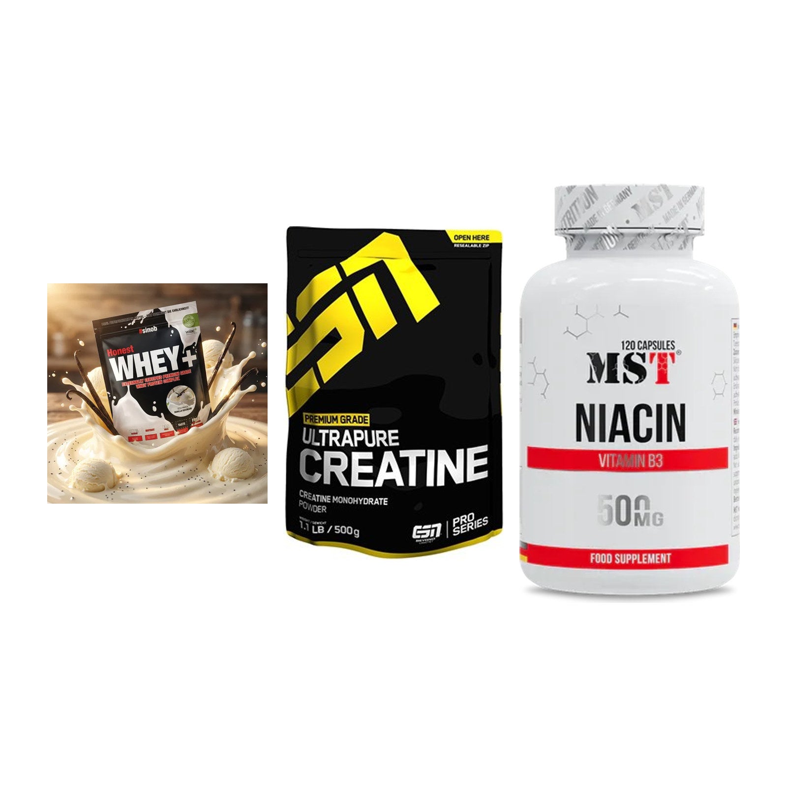 Einsteiger-Set: Sinob Honest + ESN Ultrapure + MST Niacin – alle enthaltenen Artikel