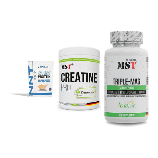 Einsteiger-Set: NNT Whey + MST Creatin Pro CREAPURE + MST Tripple Mag – alle enthaltenen Artikel