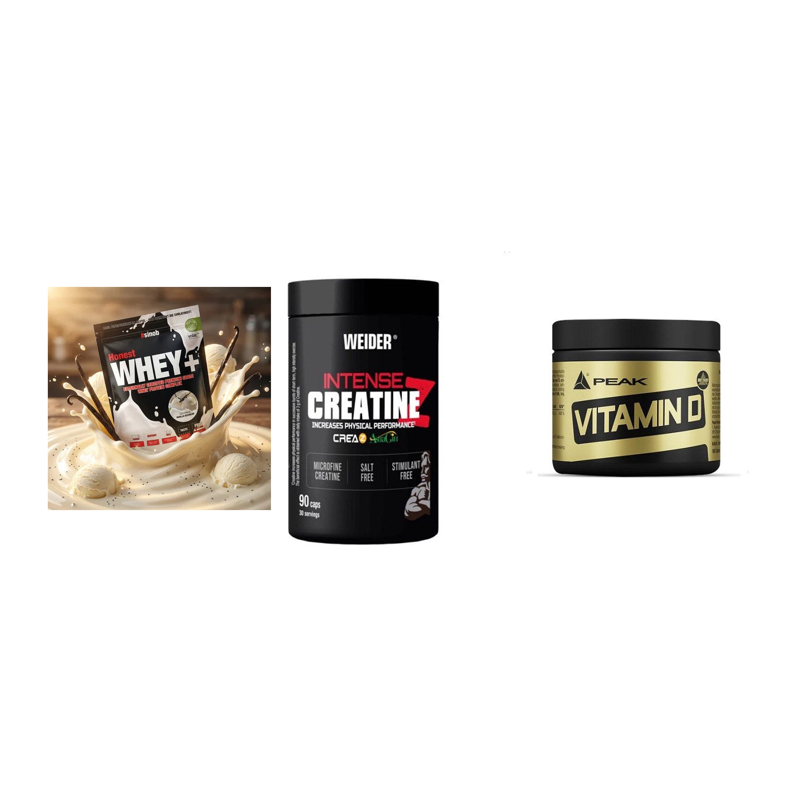 Einsteiger-Set: Sinob Honest + Weider Intense + Peak Vitamin D – alle enthaltenen Artikel