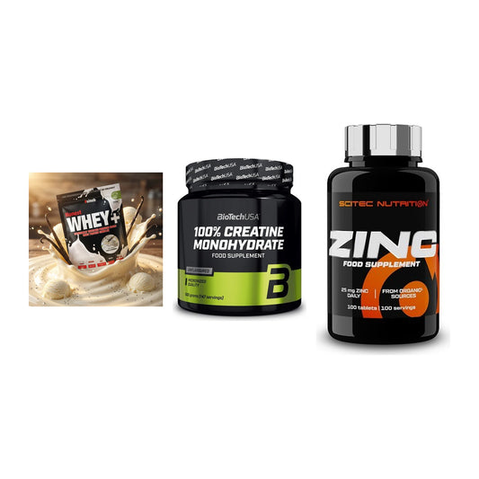 Einsteiger-Set: Sinob Honest + BioTech Creatine + Scitec Zinc – alle enthaltenen Artikel